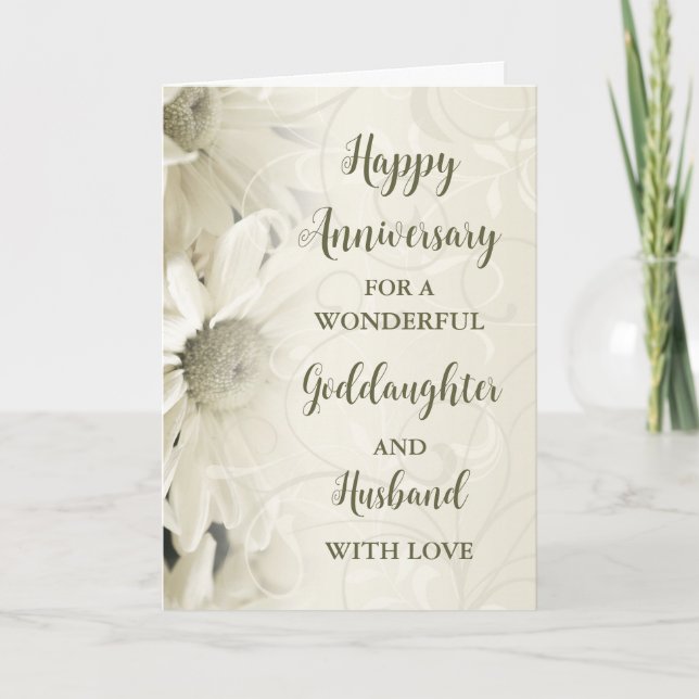Floral Goddaughter & Husband Anniversary Card (Front)