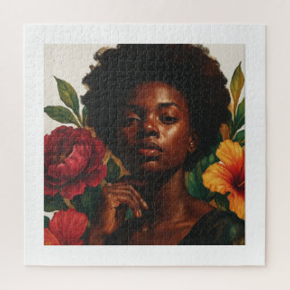 Floral Goddess Afrocentric Portrait Jigsaw Puzzle