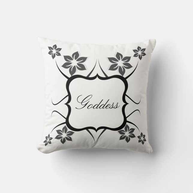 Floral Goddess Pillow, Grey Cushion (Front)