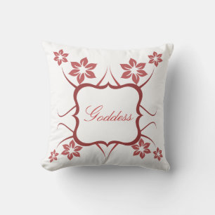 Floral Goddess Pillow, Red Cushion