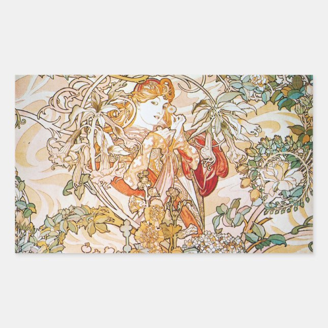 Floral Goddess Rectangular Sticker (Front)