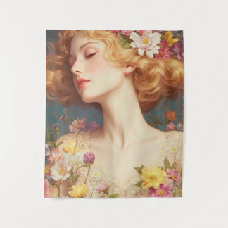 Floral Goddess Vintage Wall Tapestry