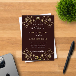 Floral Gold Acrylic Wedding Invitation Example