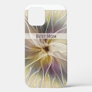 Floral Gold Aubergine Abstract Fractal Best Mum iPhone 12 Case