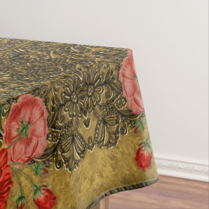 Floral Gold Beautiful Elegant Pattern Tablecloth
