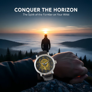 Floral Gold Bison Head Decor Watch