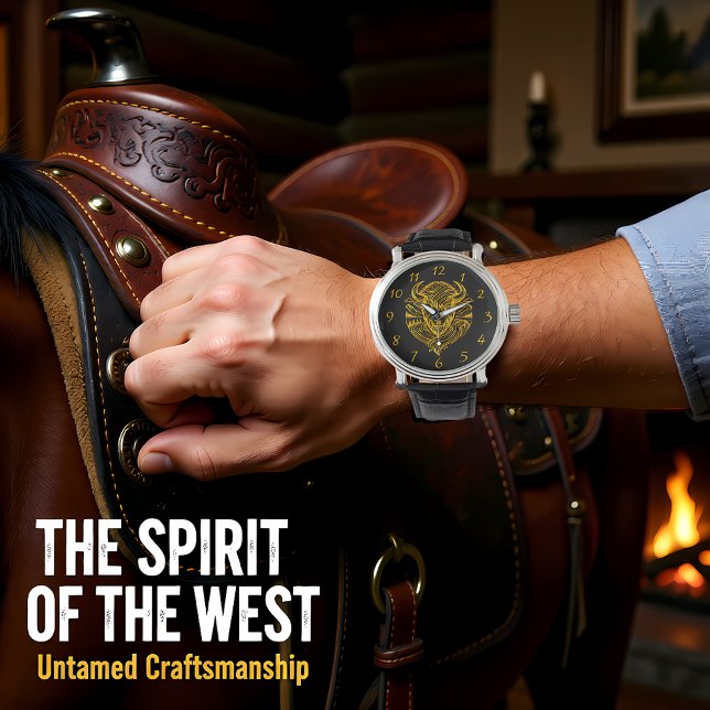 Floral Gold Bison Head Decor Watch (Creator Uploaded)