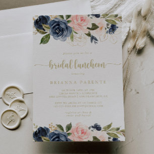 Floral Gold Bridal Luncheon Bridal Shower Invitation