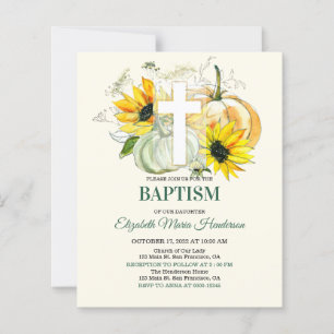 Floral & Gold/BUDGET- Baptism Invitation. 