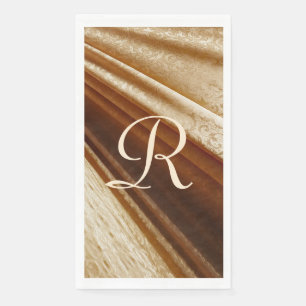Floral Gold Draped Fabric Monogrammed Napkin