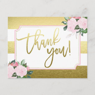 Floral Gold Faux Foil   Thank You