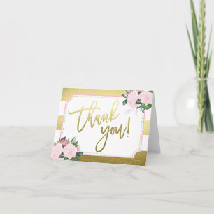 Floral Gold Faux Foil   Thank You Card