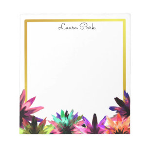 Floral Gold Faux Personalised Cute Girly Notepad