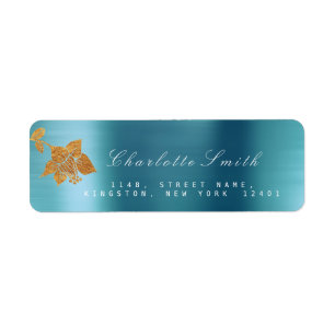 Floral Gold Foil Aqua Metallic Blue Water RSVP