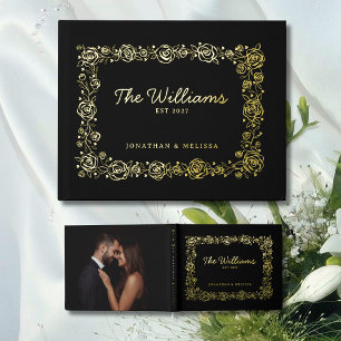 Floral Gold Foil Guest Book Photo Guestbooks Black