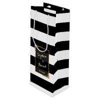 Floral Gold Foil Stripe Wedding Wine