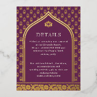 Floral Gold Foil Wedding Detail Information Cards