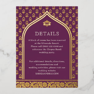 Floral Gold Foil Wedding Detail Information Cards