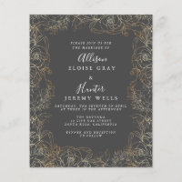 Floral gold Foil Wedding Invitation