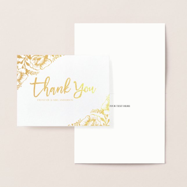 Floral Gold Foil Wedding Thank You Card (Display)