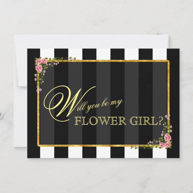 Floral Gold Foil WILL YOU BE MY FLOWER GIRL? Invitation (Front)