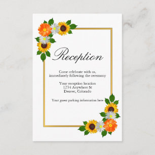 Floral Gold Frame Wedding Reception Enclosure Card