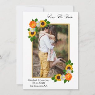 Floral Gold Frame Wedding Save The Date