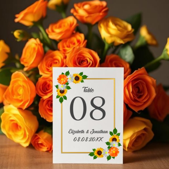 Floral Gold Frame Wedding Table Number (Creator Uploaded)