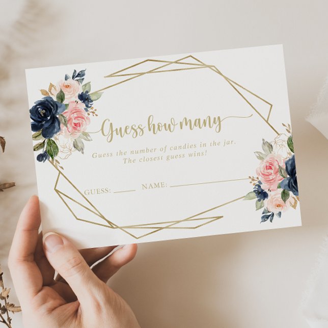 Floral Gold Geometric Guess How Many Game Card (Creator Uploaded)