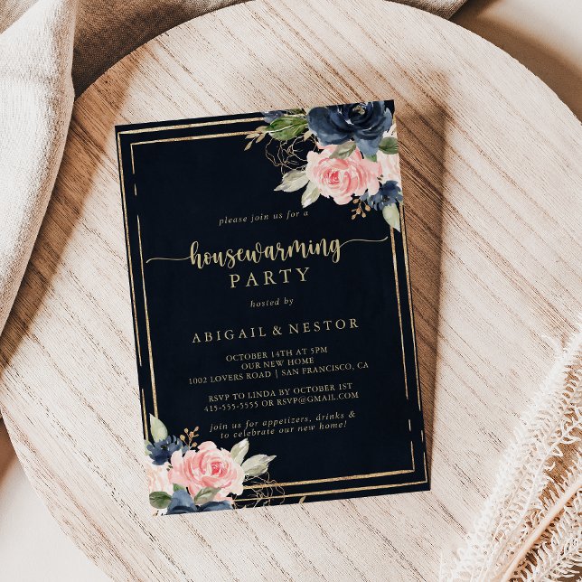 Floral Gold Geometric Housewarming Party  Invitation (Creator Uploaded)