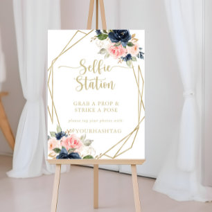 Floral Gold Geometric Selfie Station Sign
