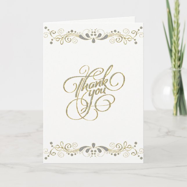 Floral Gold Lace Thank You Typography (Front)