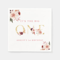 Floral Gold Letter Elegant Girl First Birthday