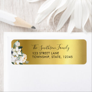 Floral Gold Metallic Custom Return Address Labels