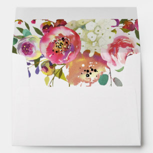 Floral Gold Modern Watercolor Wedding Envelopes