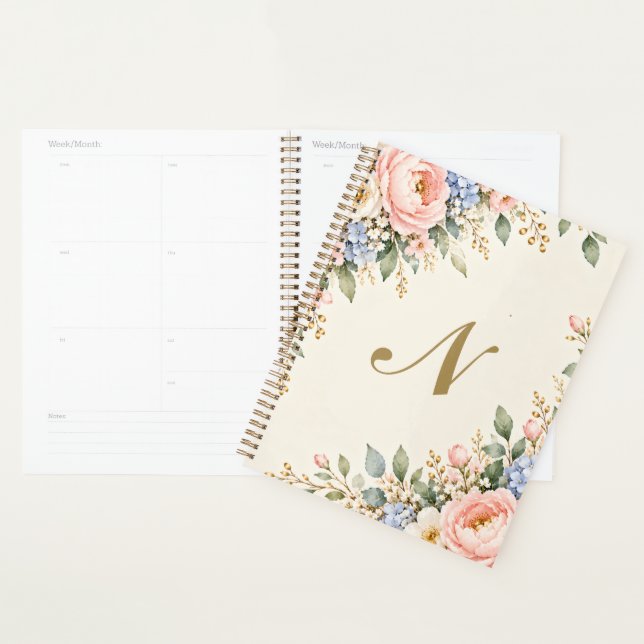Floral Gold Monogram Planner (Display)