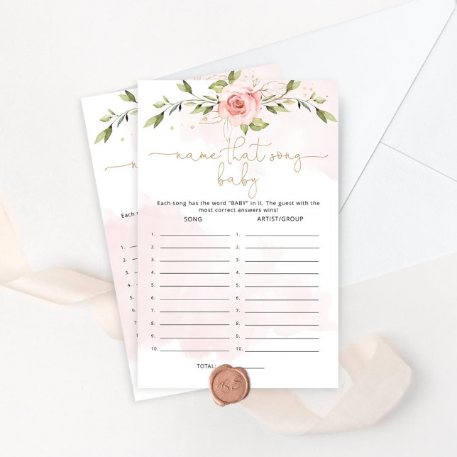 Floral gold Name that song baby shower game (Creator Uploaded)