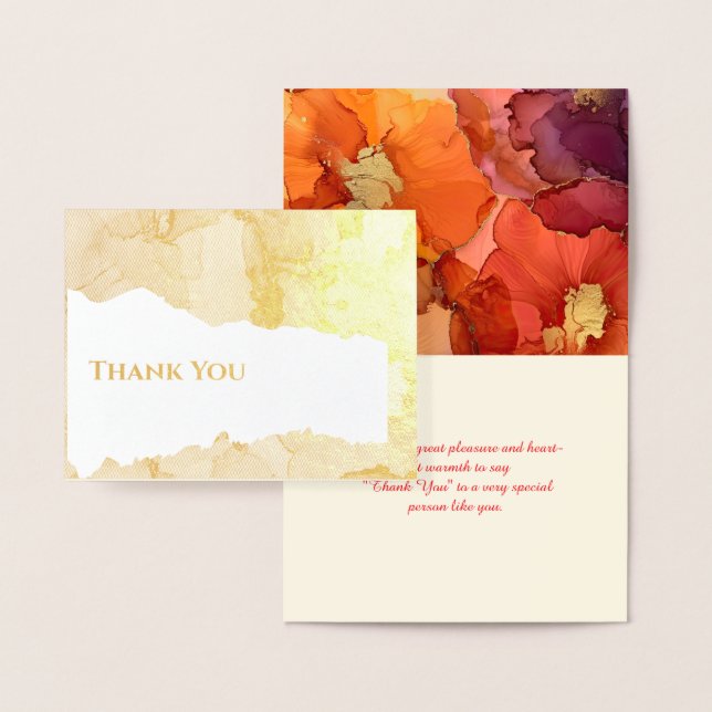 Floral Gold or Silver Foil Thank You Card (Display)