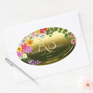 Floral Gold Product Packaging Labels Monogram Logo