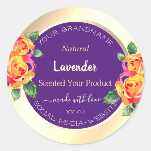 Floral Gold Purple Colours Product Packaging Label