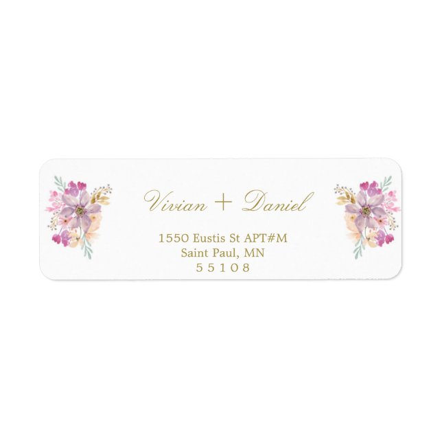 Floral Gold Return Address Labels (Front)