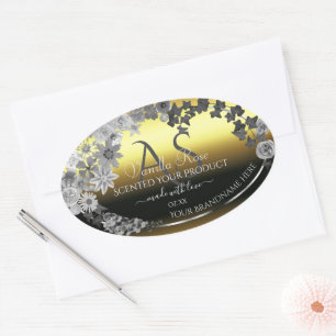 Floral Gold Silver Grey Product Labels Monogram