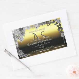 Floral Gold Silver Grey Product Labels Monogram