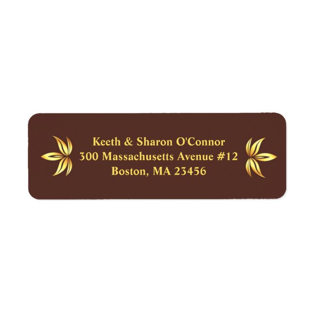 Floral Gold Small Return Address Labels (Front)