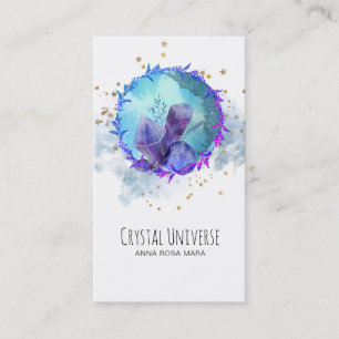 *~* Floral Gold Stars Crystal Gemstone Universe Business Card