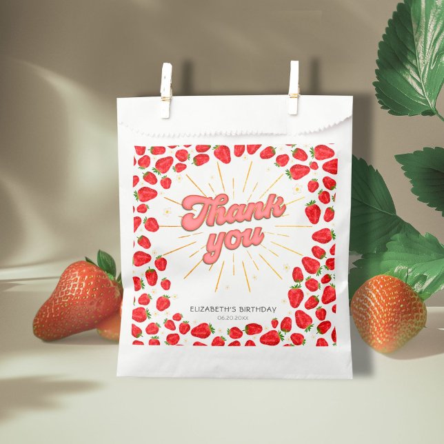 Floral Gold Thank You Red Strawberry Party Favours Favour Bags (Creator Uploaded)