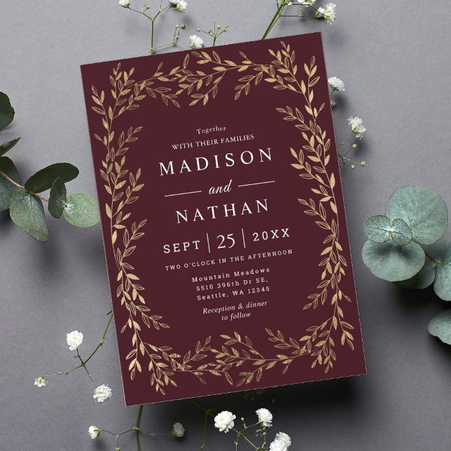 Floral Gold Victorian Wedding Invitation (Creator Uploaded)