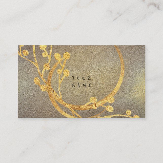 Floral Golden Foil Grungy Glam Vip Business Card (Front)