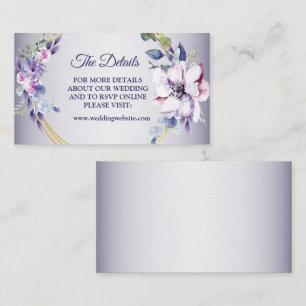 Floral Golden Geometric Purple Wedding Detail Info Enclosure Card