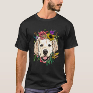 Floral Golden Retriever Botanical Plant Flower Pet T-Shirt
